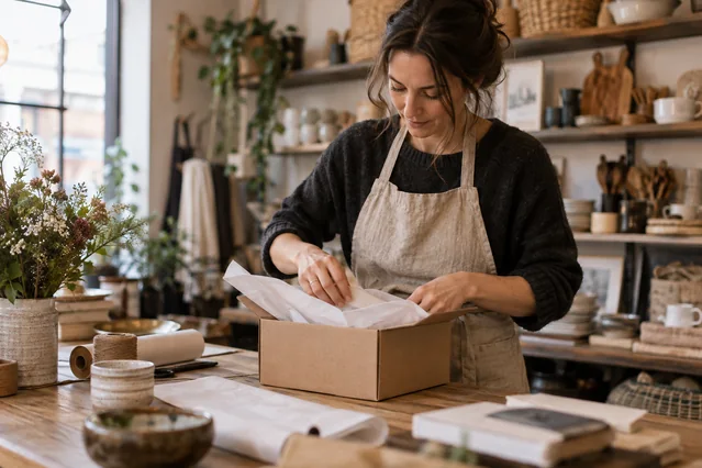Online stores at work — generated editorial photograph